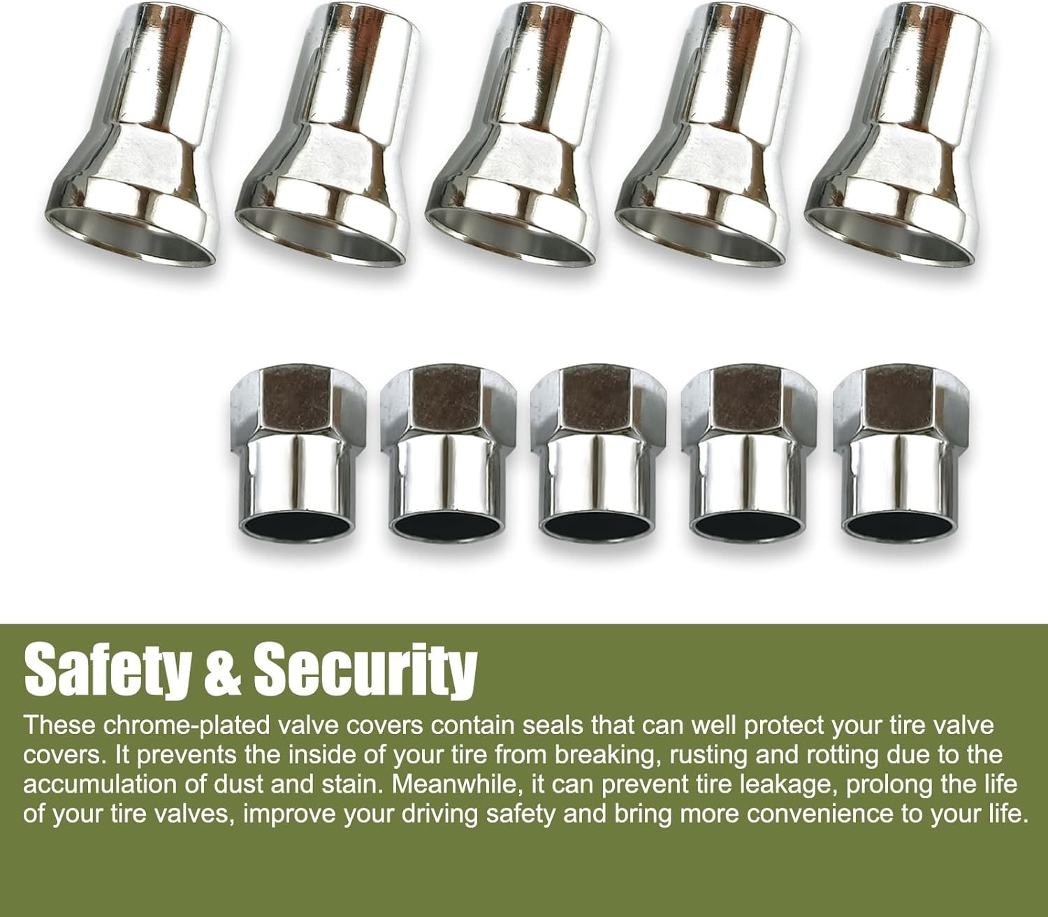 10 PCS Leakproof Tire Valve Cover, Universal Alloy Wheel Valve Stem Sleeve and C