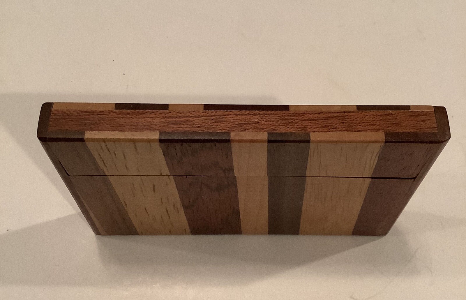 MIXED WOOD BUSINESS CARD HOLDER THAT SAYS ALOHA
