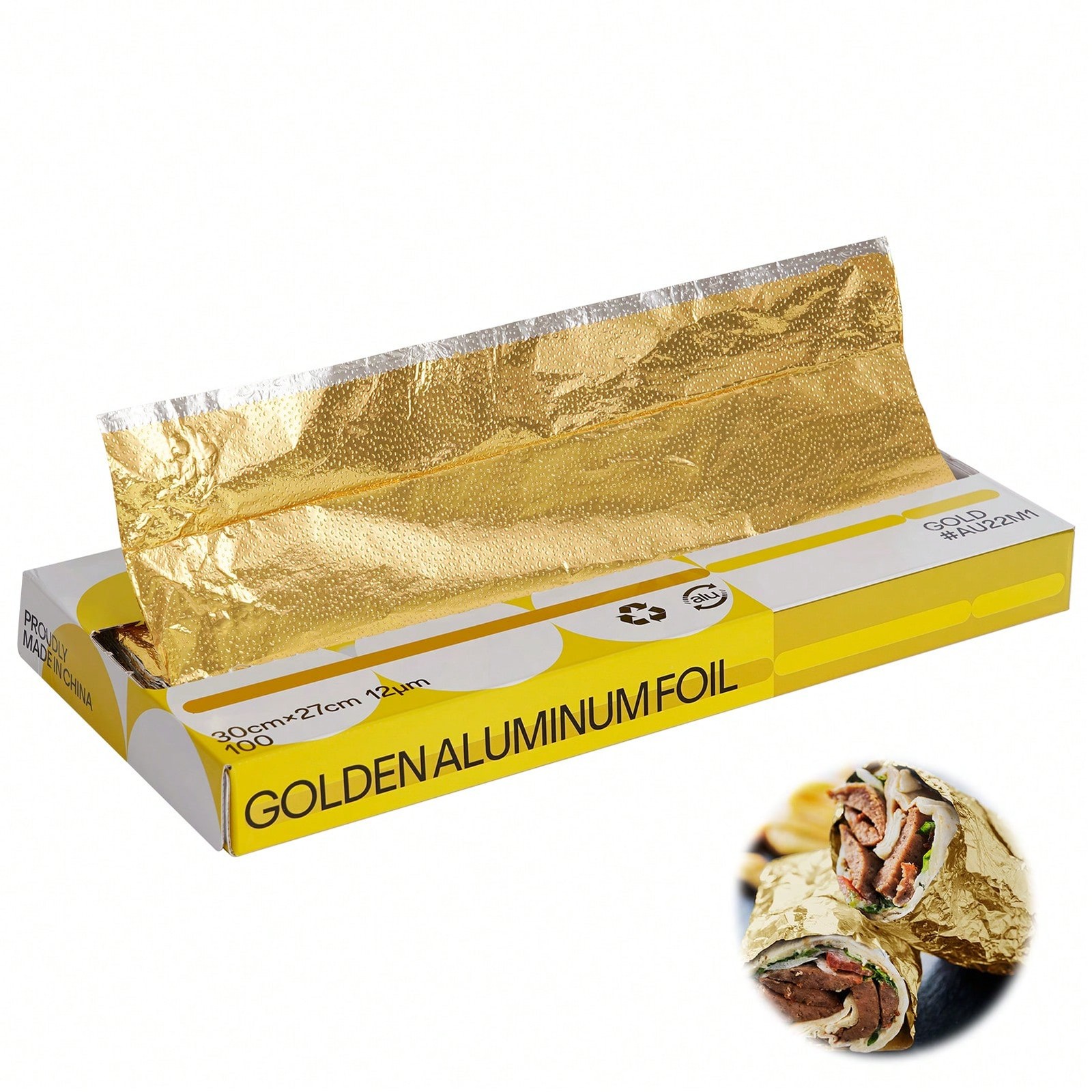 100 Count Premium Pop-Up Gold Foil Sheets Interfolded Precut Greaseproof