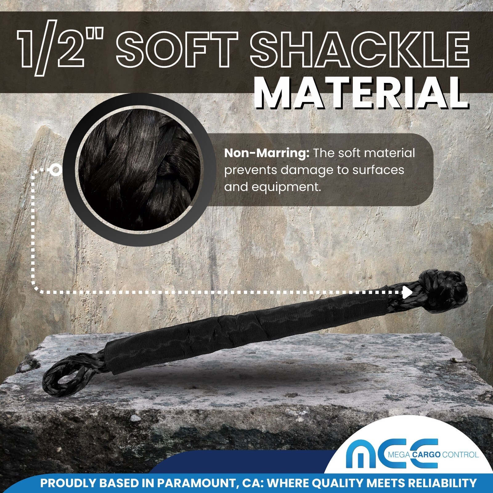 2 PC 1/2” x 22” Synthetic Soft Shackle Tow Rope Recovery Strap 37,400LBS