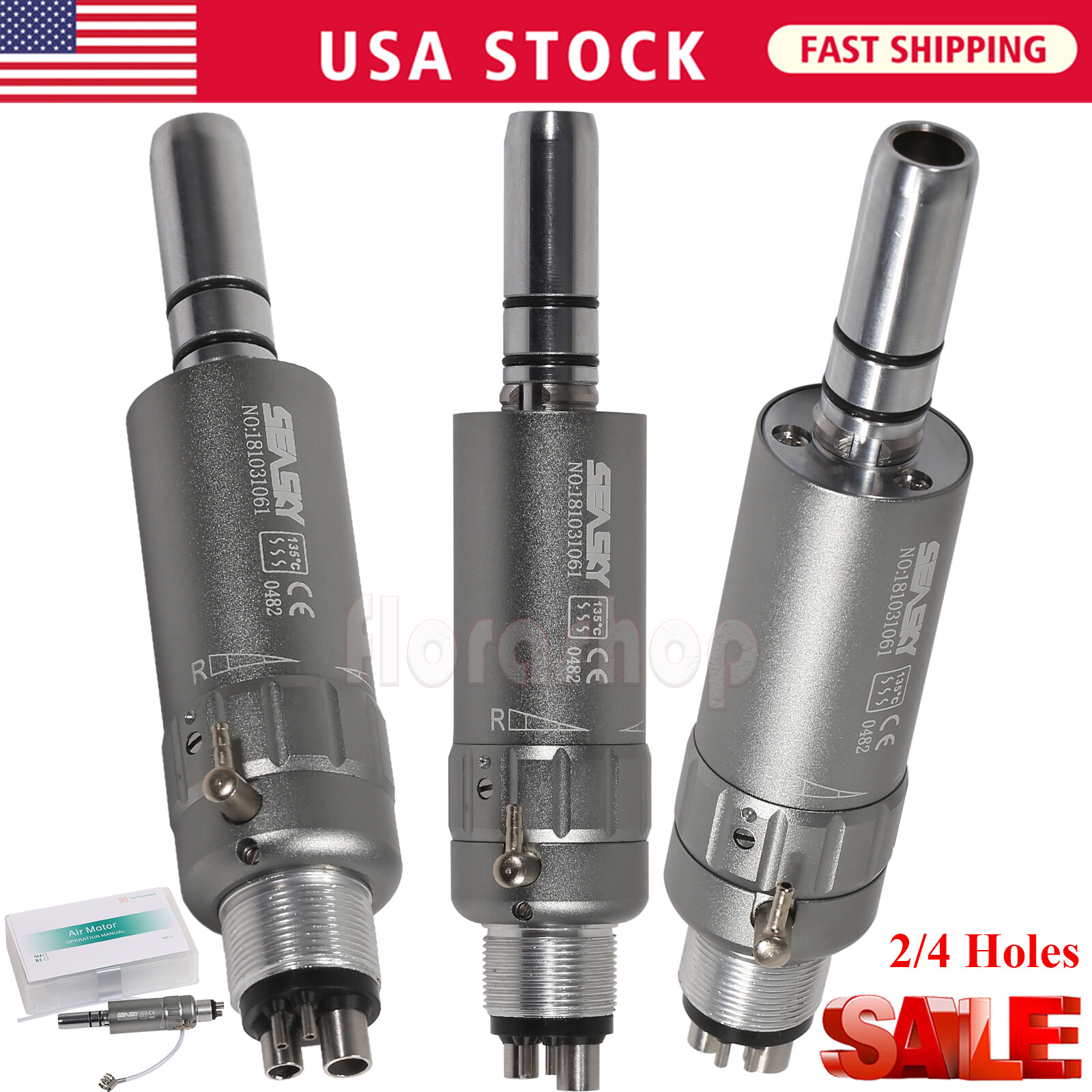 NSK Style Dental Slow Low Speed Handpiece E-type Air Motor Micromotor 4 Holes M4
