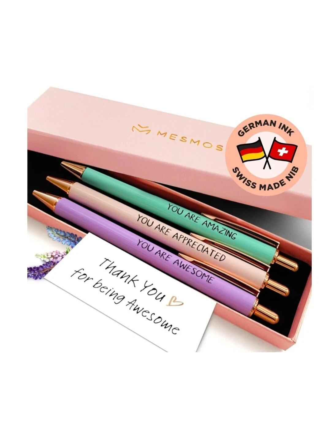 MESMOS 3PC FANCY PEN SET FOR WOMEN, THANK YOU GIFTS FOR WOMEN, TEACHER PENS