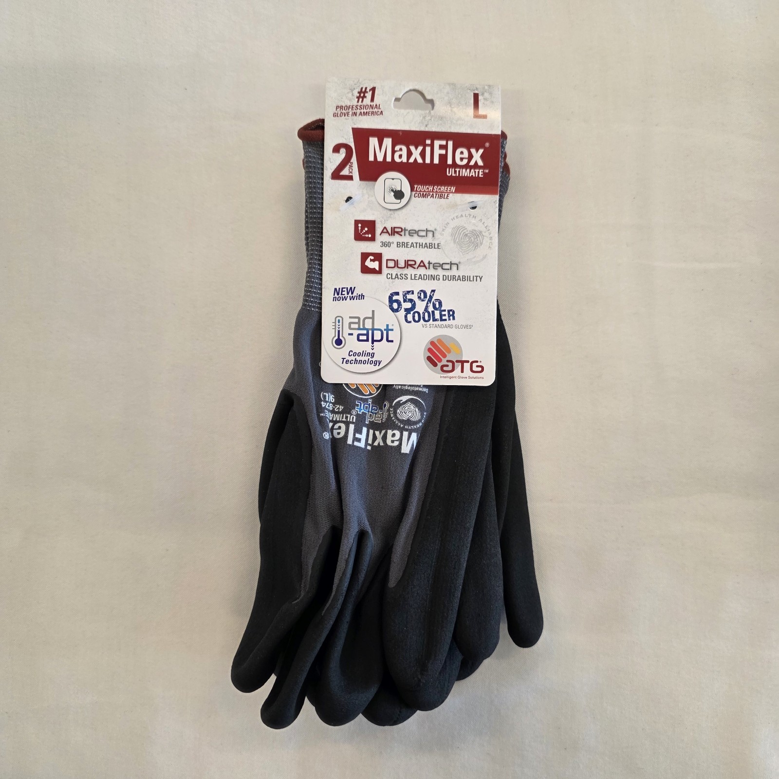 ATG 42-874 MaxiFlex Ultimate AD-APT Seamless Knit Gloves Size M, L