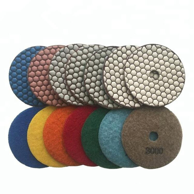 4″ Diamond DRY (73 Piece) Polishing Pad Grit 50 100 200 400 granite marble glass