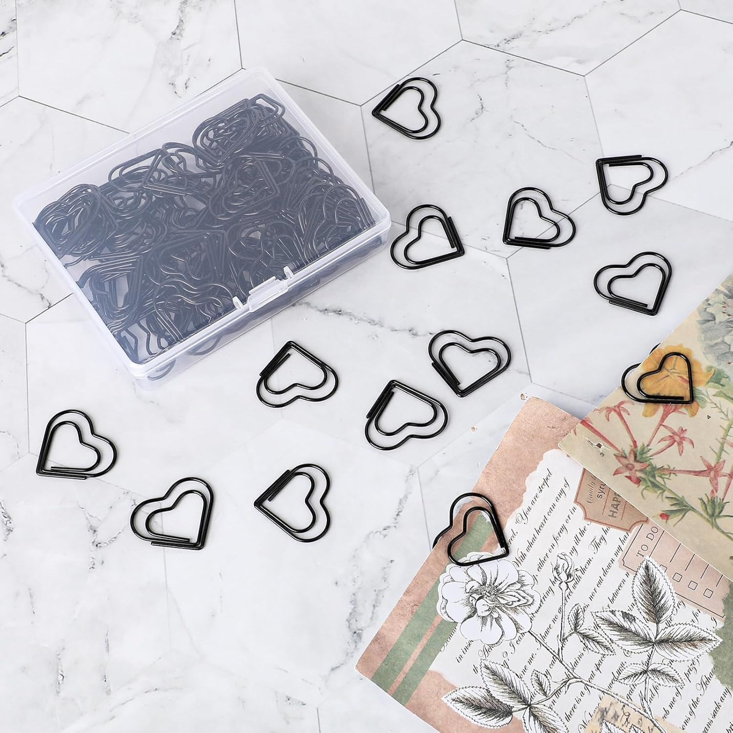 100 PCS Love Heart Shaped Paper Clips, Decorative Paper Clips, Heart Paper Cl…