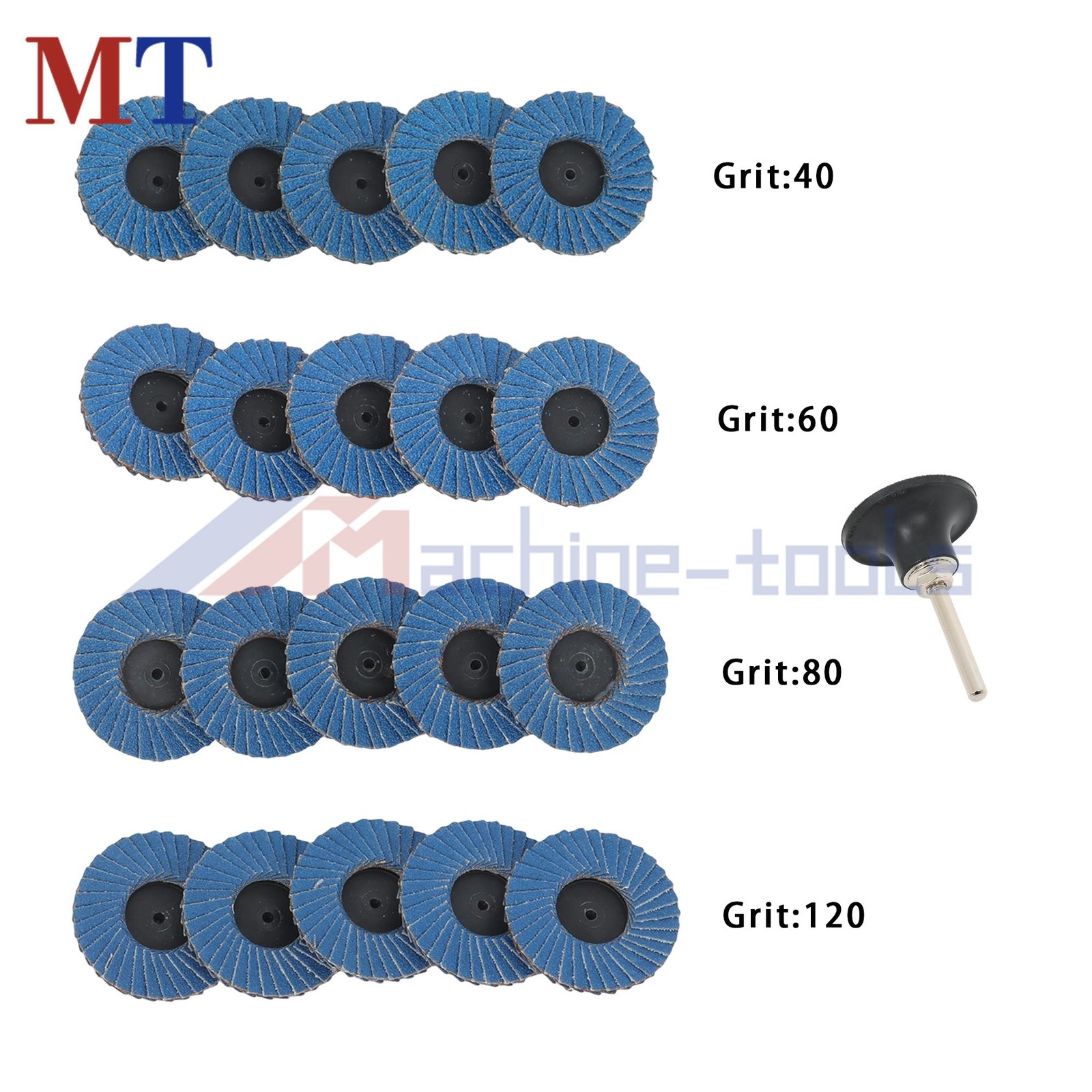 20 Pack 2 Inch 40/60/80/120 Grit Mixed Curved Sanding Discs Set for Die Grinder