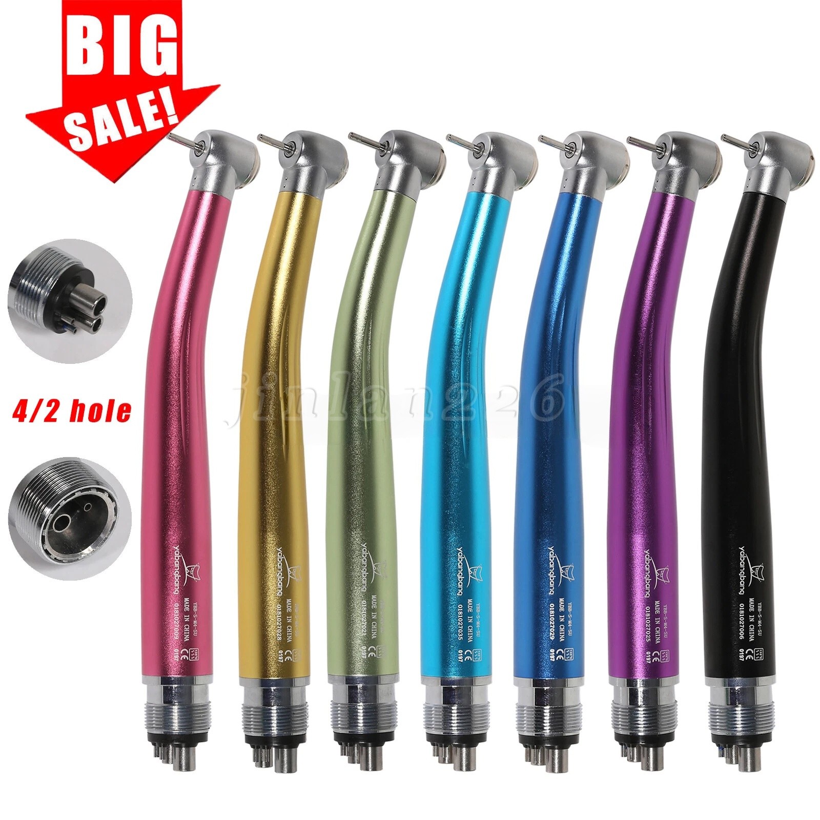 USA Push Button Dental High Speed Handpiece Single water spray Air Turbine 2/4H