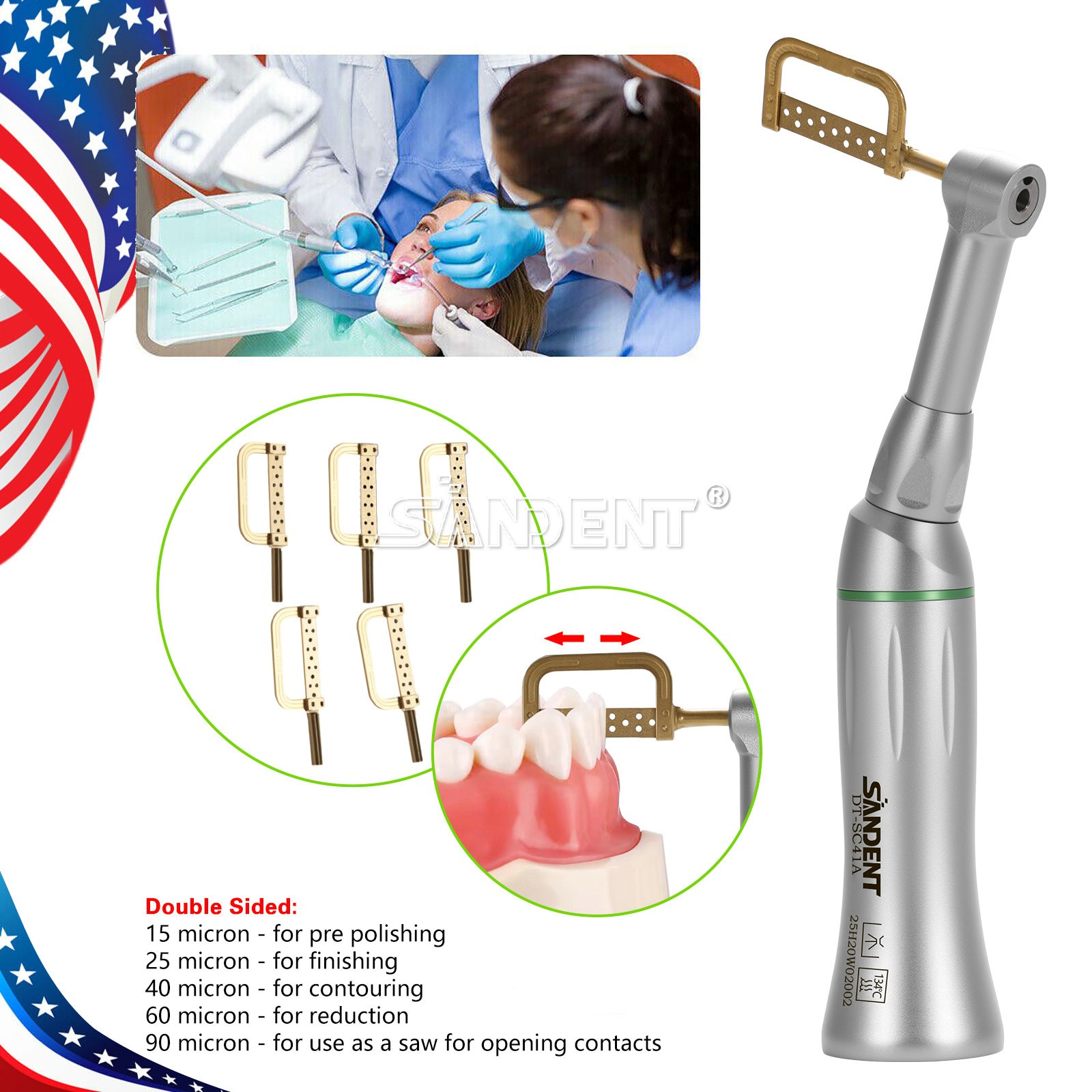1-10Pcs Dental Ortho 4:1 Contra Angle Handpiece Interproximal Strip IPR Kit