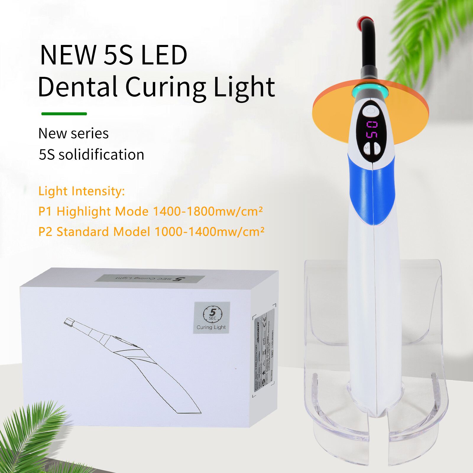 Dental Wireless Cordless LED Cure Curing Light Lamp 1800mw 5SEC Resin Cure Tool