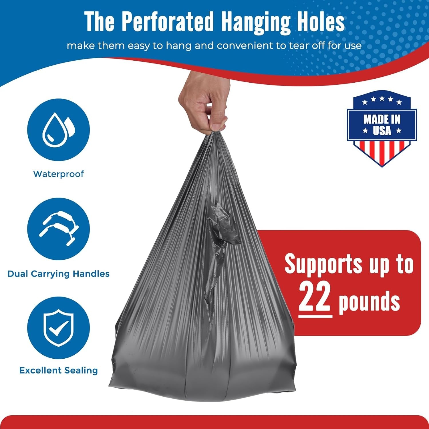 1000 Gray T-Shirt Bags 1/6 12″ x 6.5″ x 21″, Plastic Grocery Shopping Bags