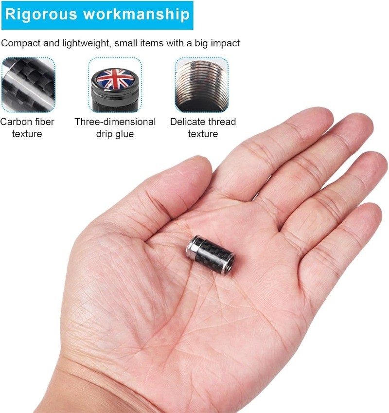 4 PCS Car Tire Valve Stem Caps, Leakproof Auto Rim W Size: UK FlagColor: Black