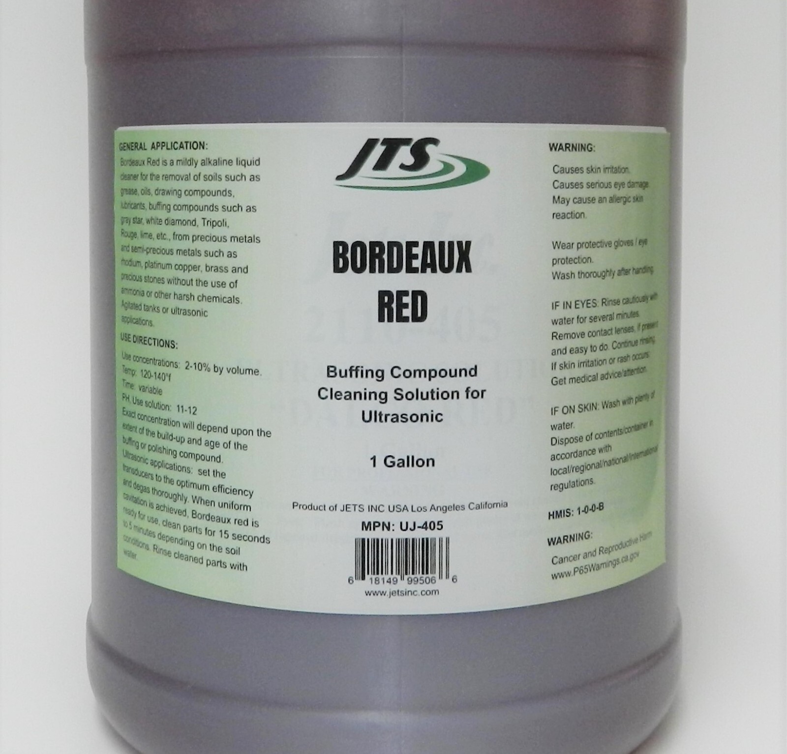 Ultrasonic Cleaning Solution JTS Bordeaux Red 1 Gallon Buffing Compound Remover