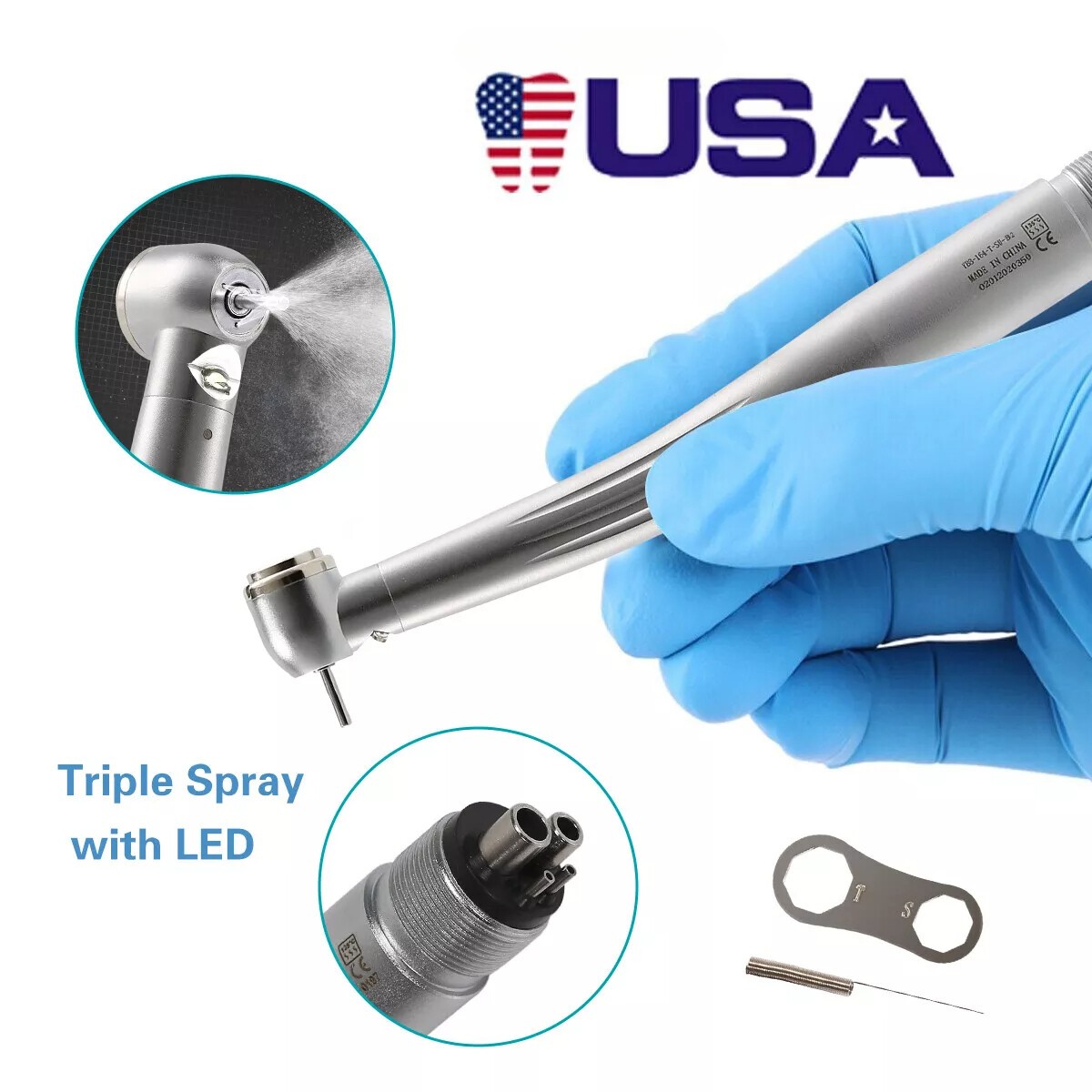NSK Style Dental Fiber Optic LED E-generator High Speed Handpiece Turbine 4 HOLE