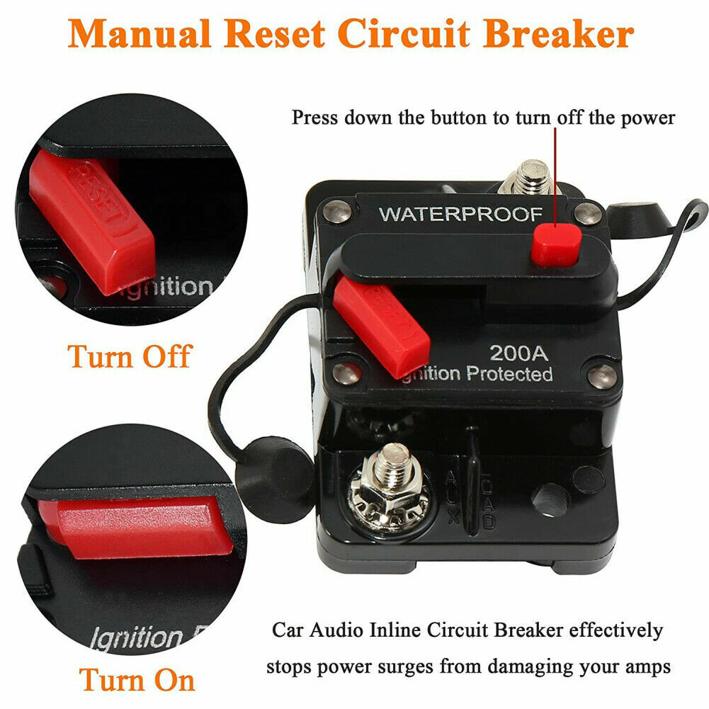 Waterproof Car Circuit Breaker Fuse Reset 30-300 Amp 12V-48V DC Car Boat Auto