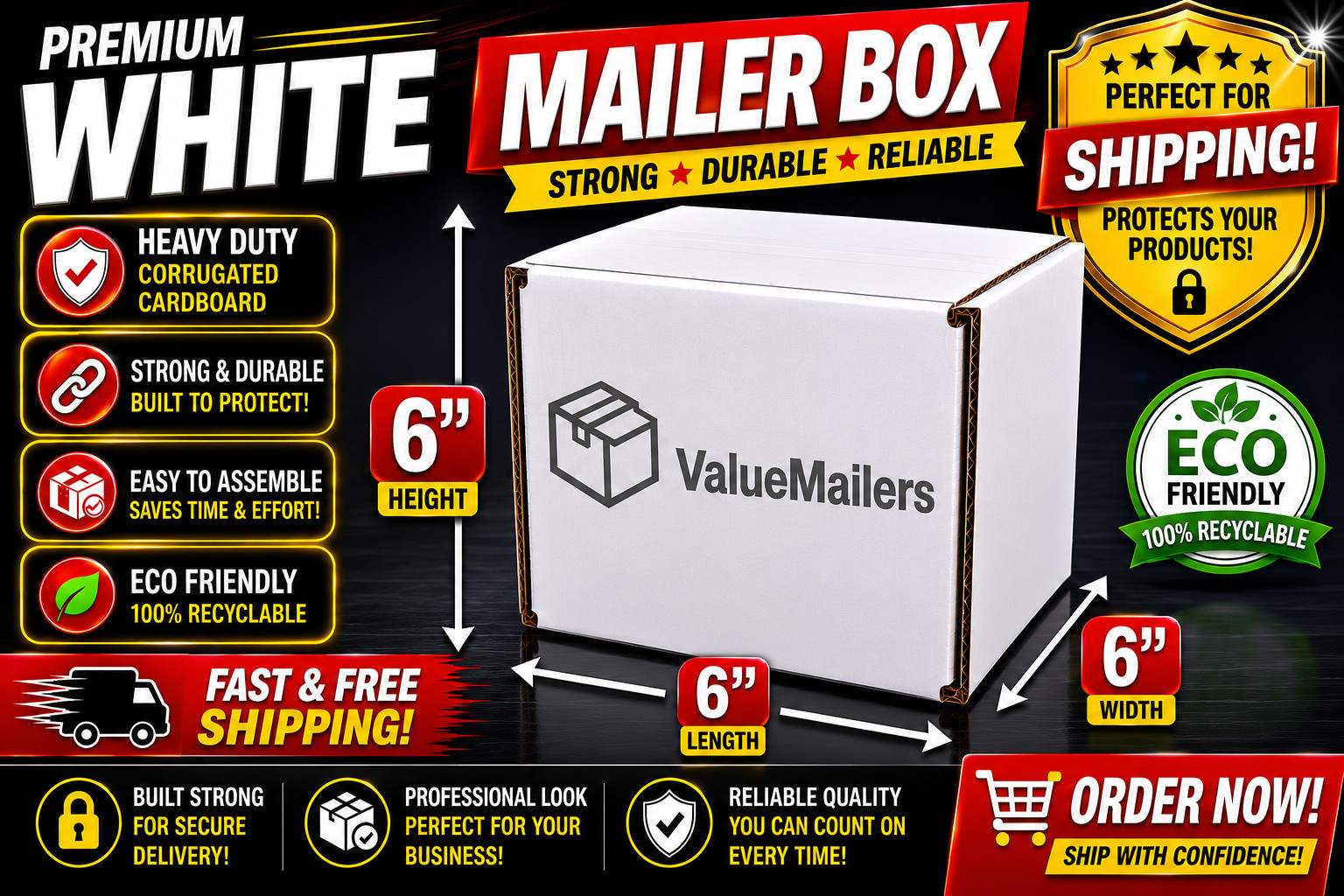 6x6x6 White Corrugated Shipping Mailers Packing Box Boxes Folding 100 To 1000