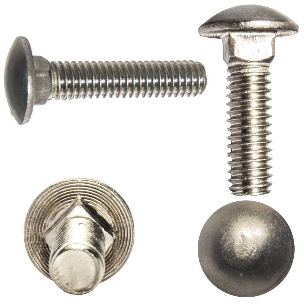 10-24 Carriage Bolts Stainless Steel Option to Add Nuts and Washers Qty 50