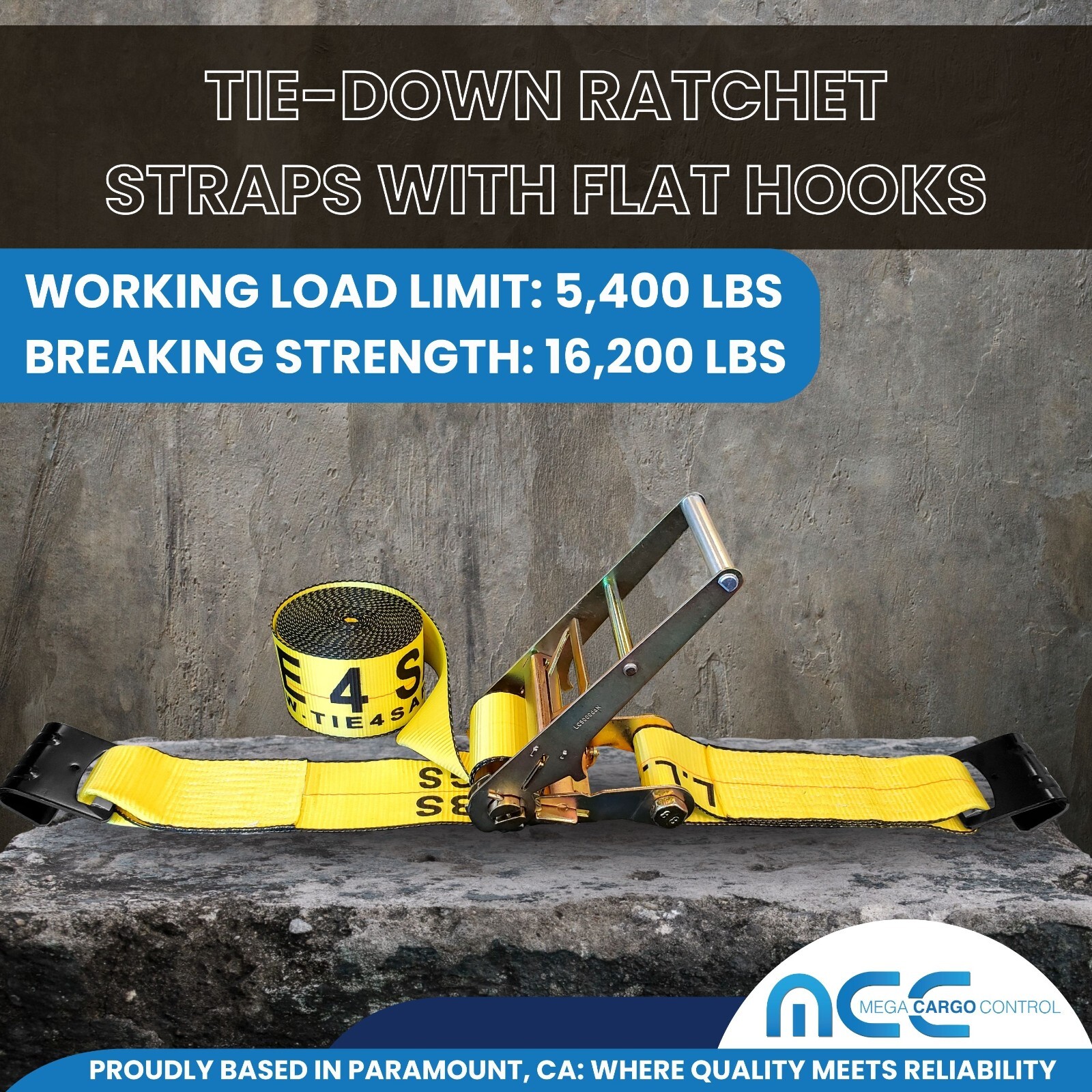 USA 4″ x 40′ 50′ 60′ Ratchet Strap Flat Hook Farm Trailer Flatbed Truck Tie Down