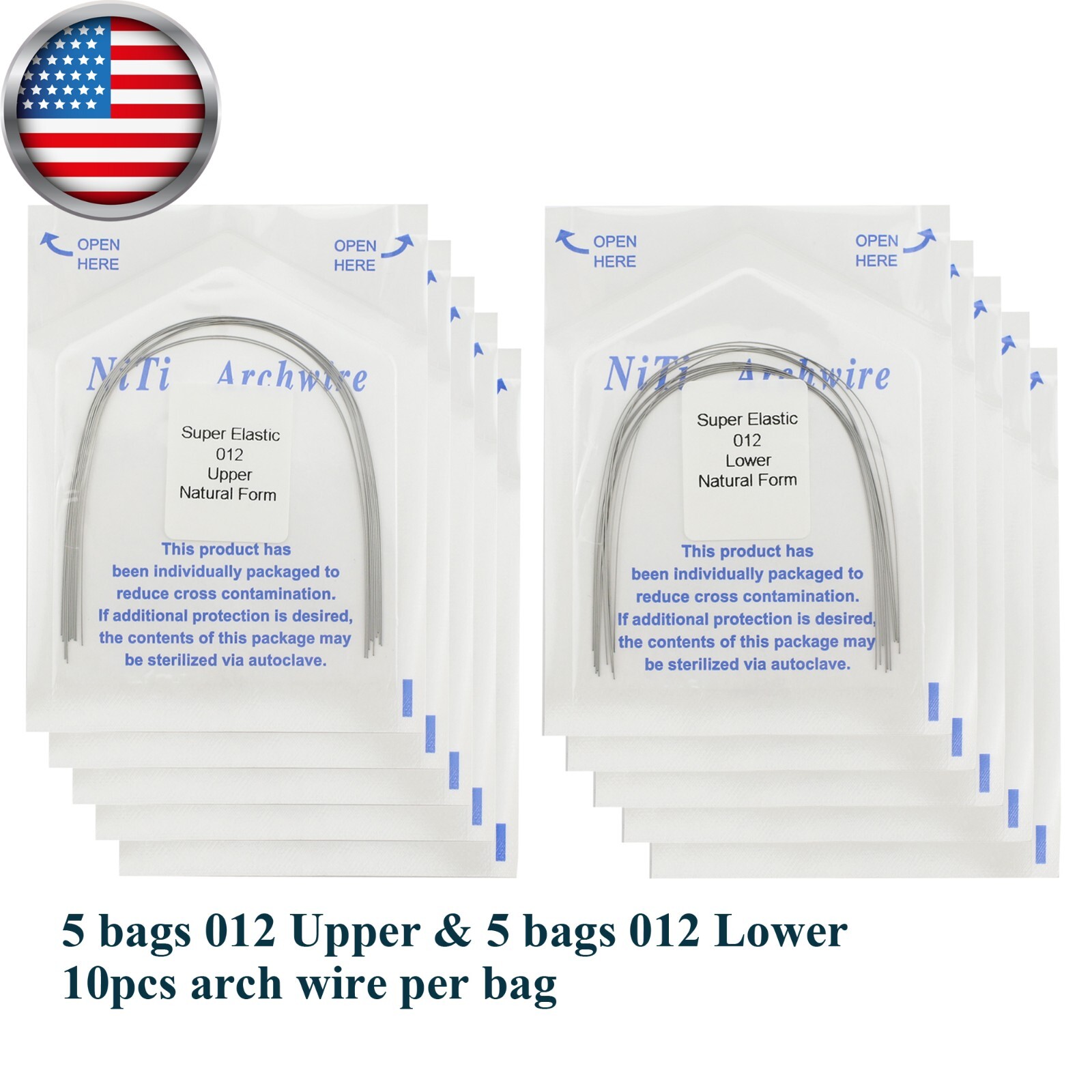 100pc Dental Orthodontic Arch Wires Niti Rectangular Round Natural 1622 012 016