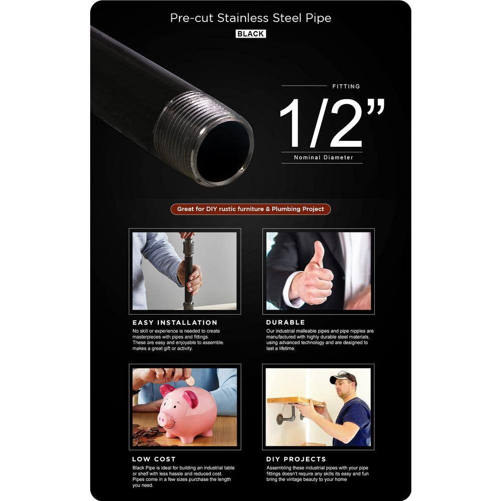 1/2 In. X 72 In. Black Steel Pipe