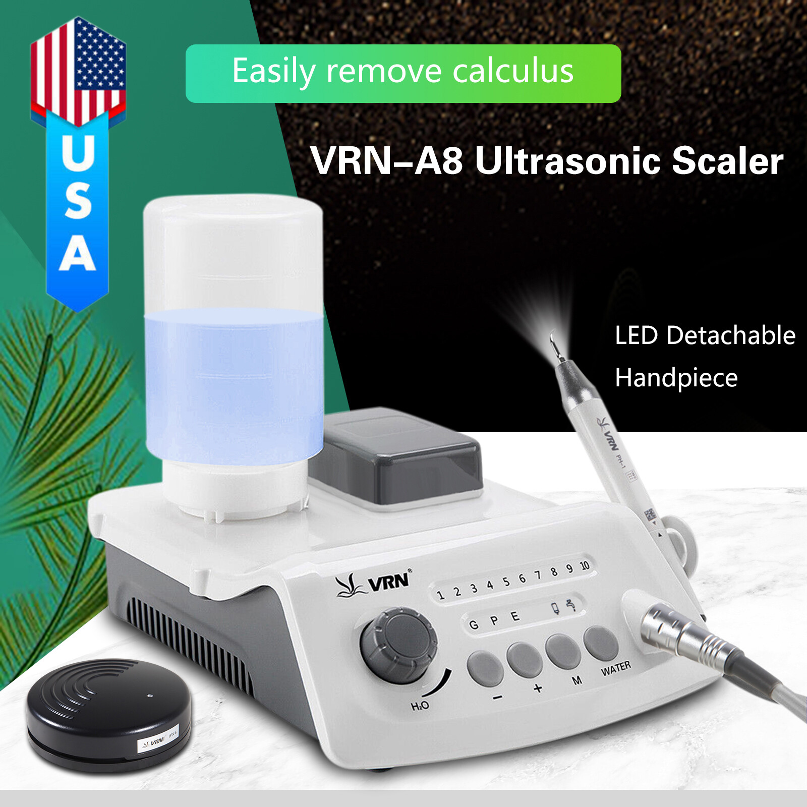 Dental Ultrasonic Piezo Scaler With LED Handpiece VRN Auto Water Supply UPS