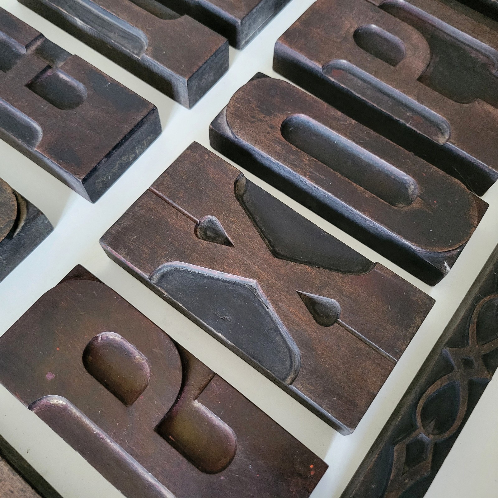 Antique Wood Type Letter Blocks Russian Empire Industrial decor Vintage Alphabet