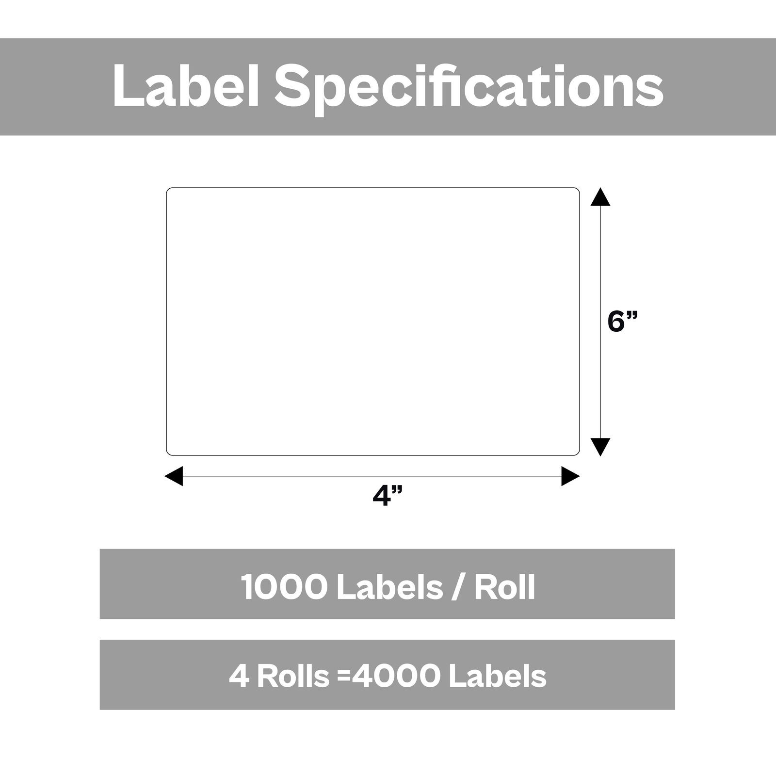 4 Rolls – 4″ x 6″ Thermal Transfer Shipping Labels Yellow 1000/RL for Shipping