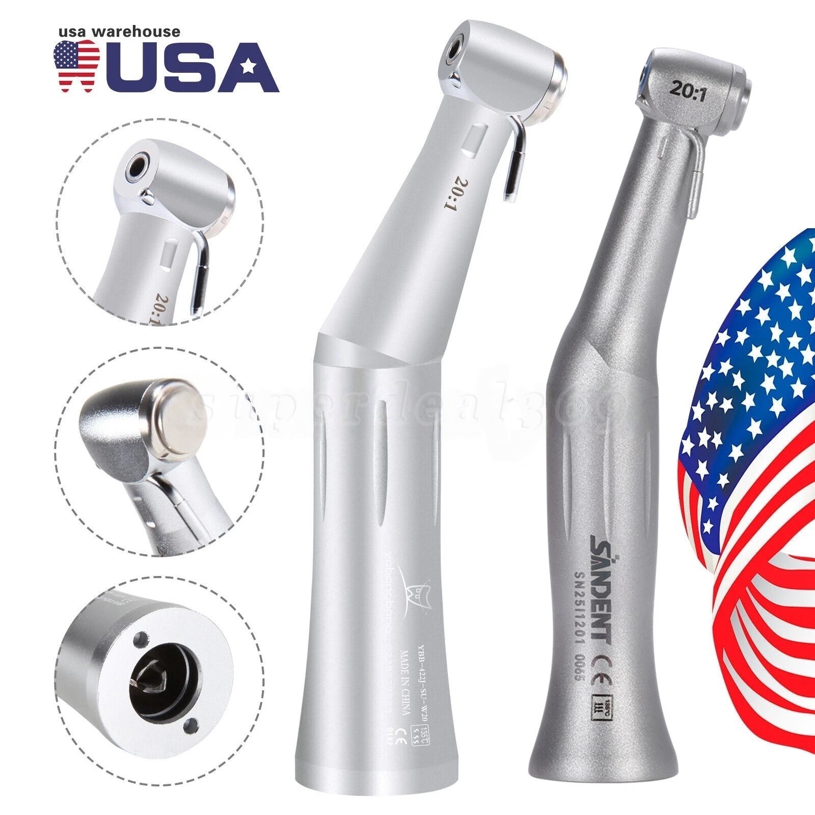 Dental Implant Handpiece 20:1 (LED) Contra Angle Fit Surgical Implant Motor CE