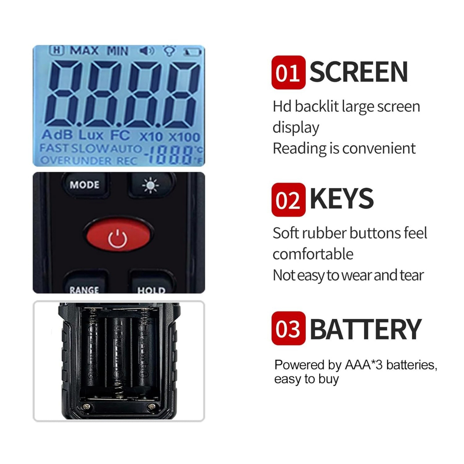 Digital Sound Level Meter Noise Decibel Meter 30-130dB Range Measurement Device