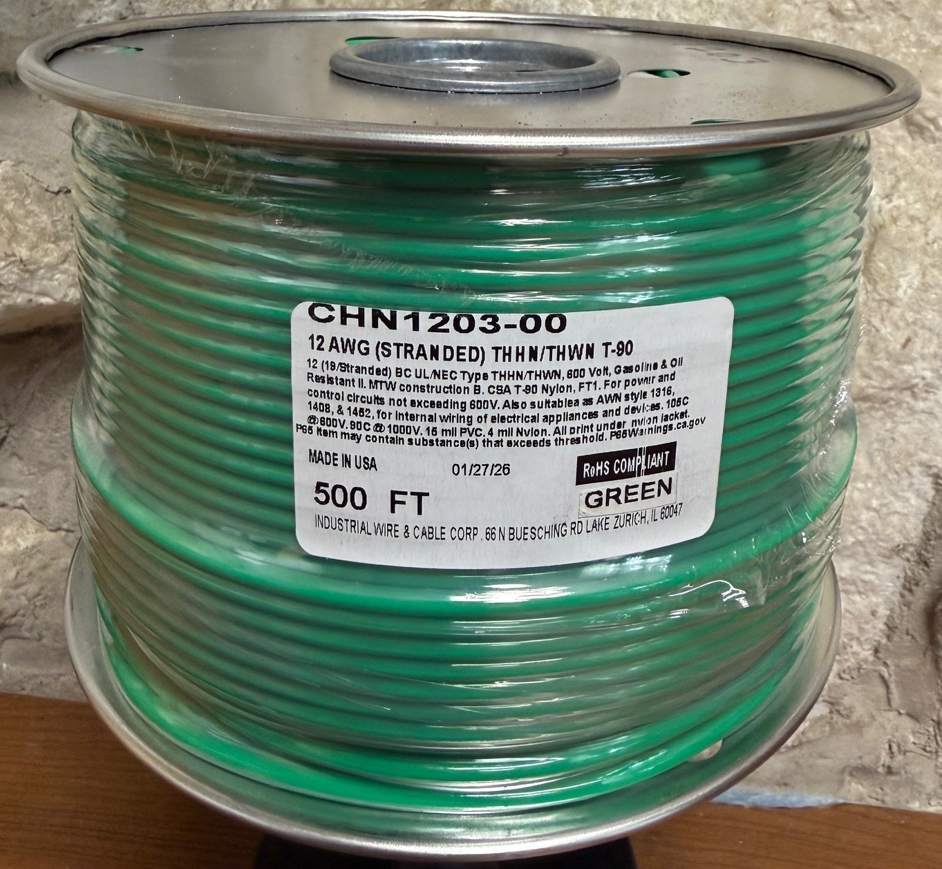 500 FT THHN/THWN WIRE. 12AWG STR BC 600 VOLT. MADE IN USA. ONLY ORANGE