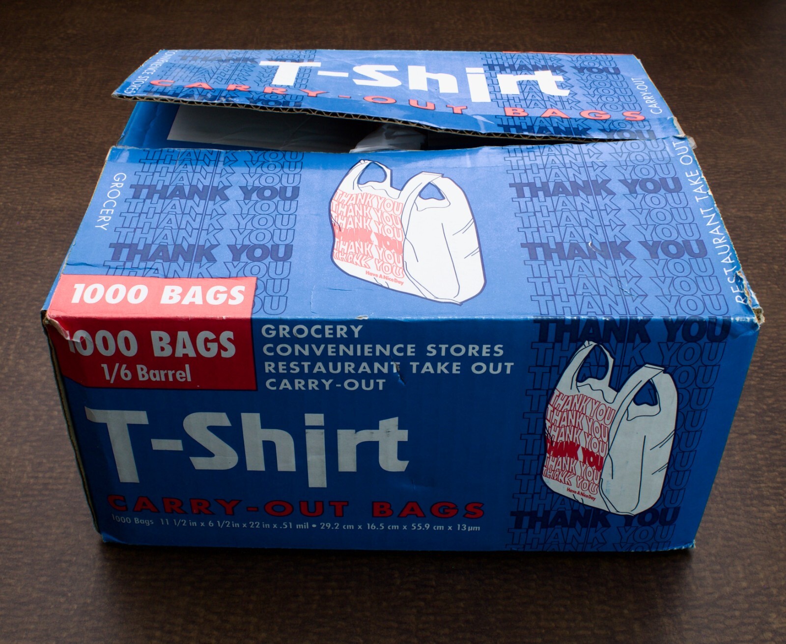 T-Shirt Carry-Out Bags, 11.5″ x 6.5″ x 22″ New Open Box Some Use