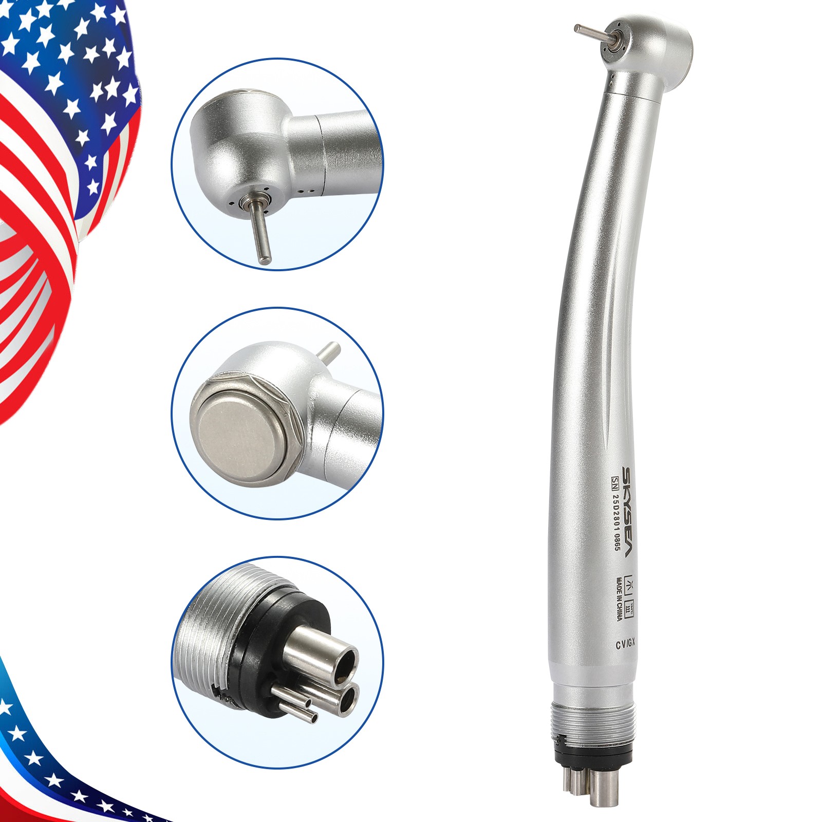 SKYSEA Dental High Fast Speed Turbine Handpiece Big Head 4 Hole Single Spray