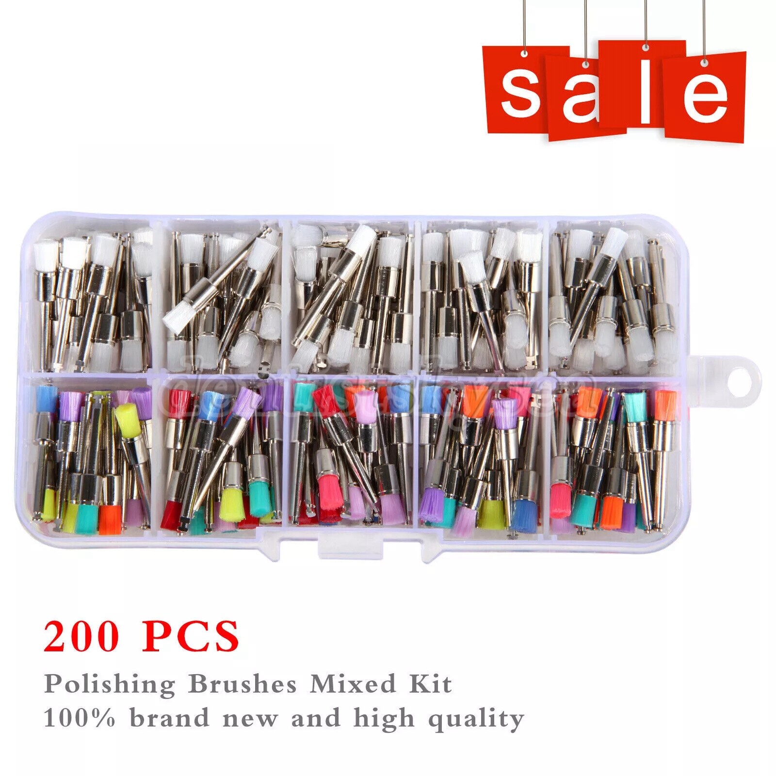 200 PCS Dental Nylon Polishing Flat Latch Polisher Prophy Brush Disposable mix