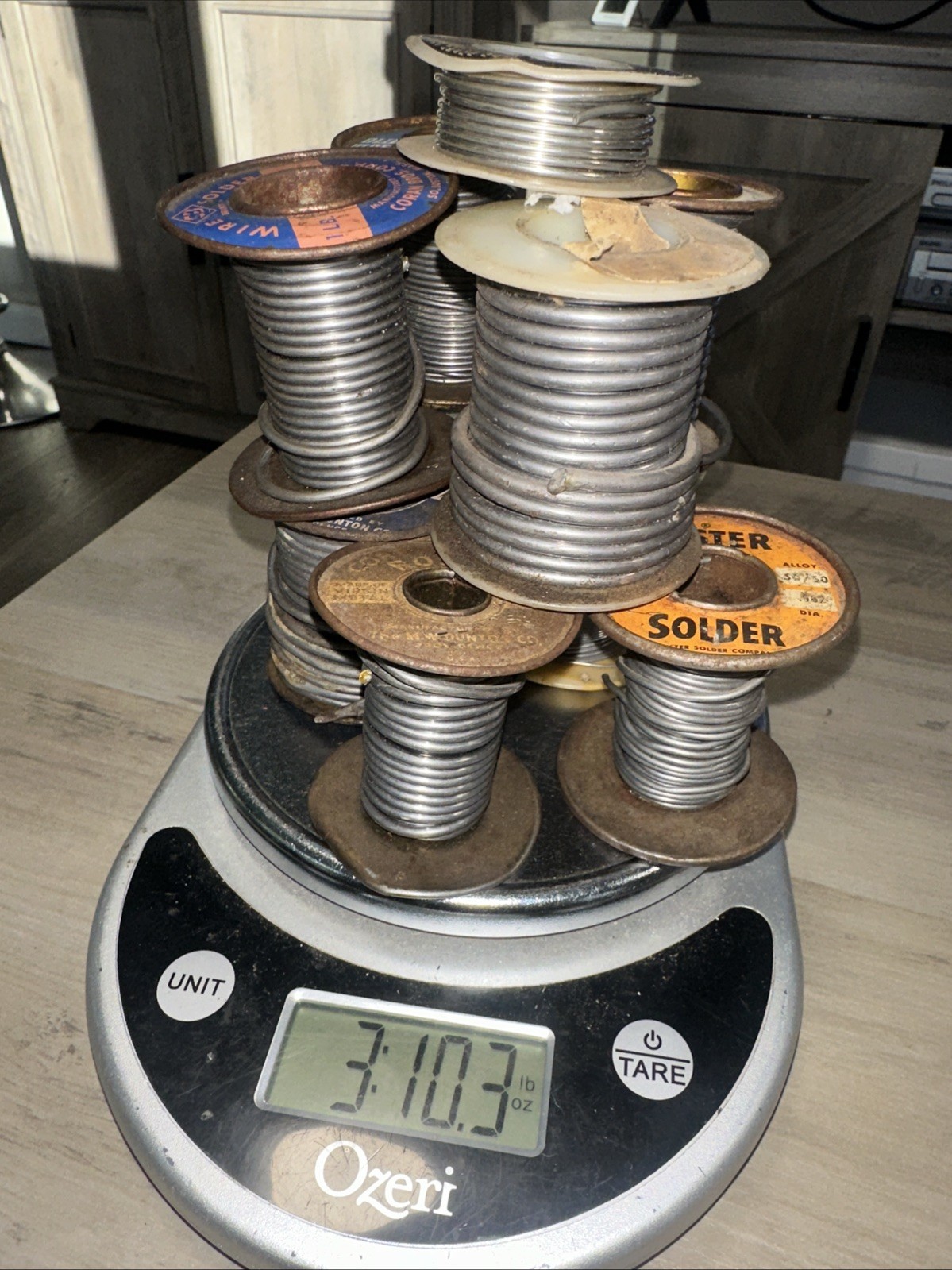 Lot of Solder Spools Over 3 Pounds! Various Sizes 10 Rolls Used