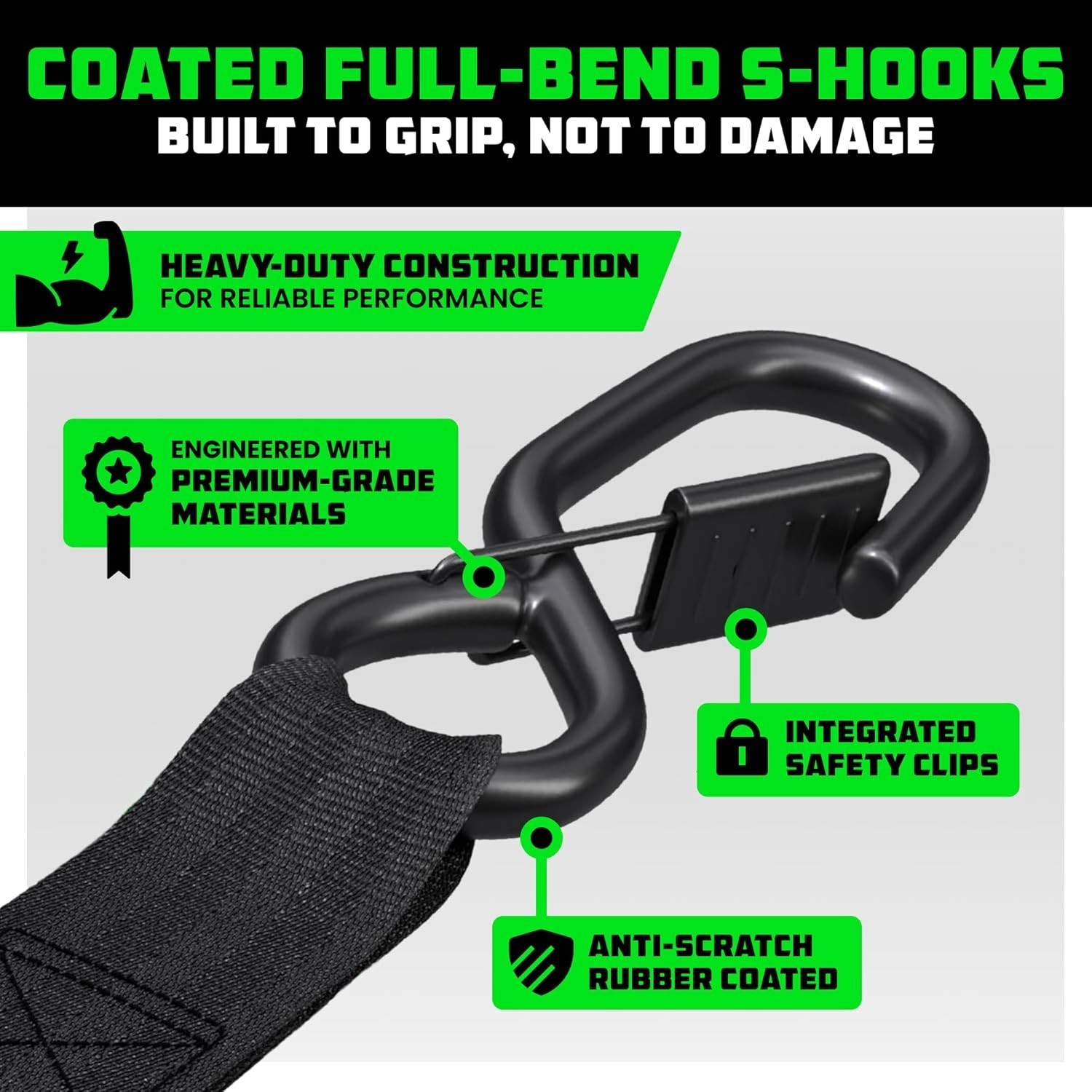 Rhino USA Ratchet Straps Tie Downs (4-Pack) – 1 Inch x 15 Feet (1,823lb Break St