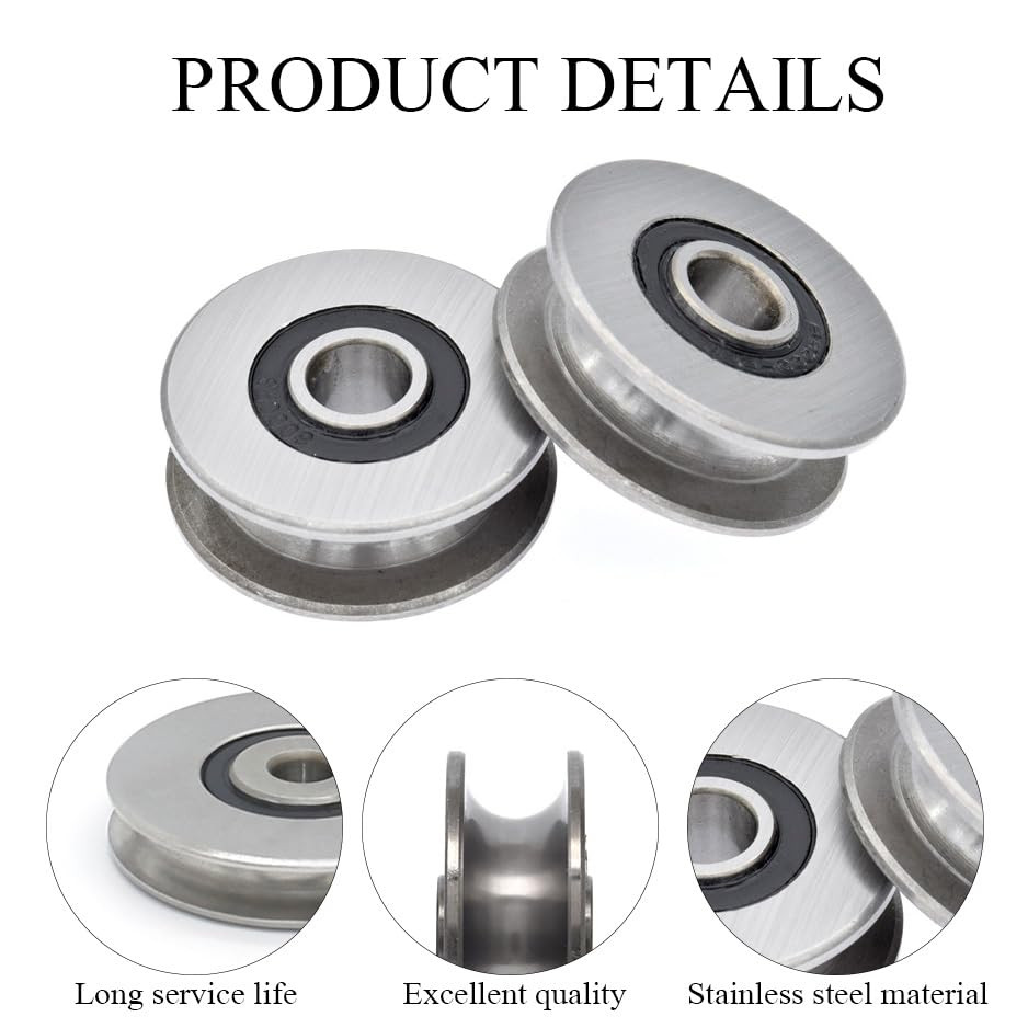 Stainless Steel Deep U-Groove Ball Bearing Pulley, Metal Pulley, Wheel Bearings,