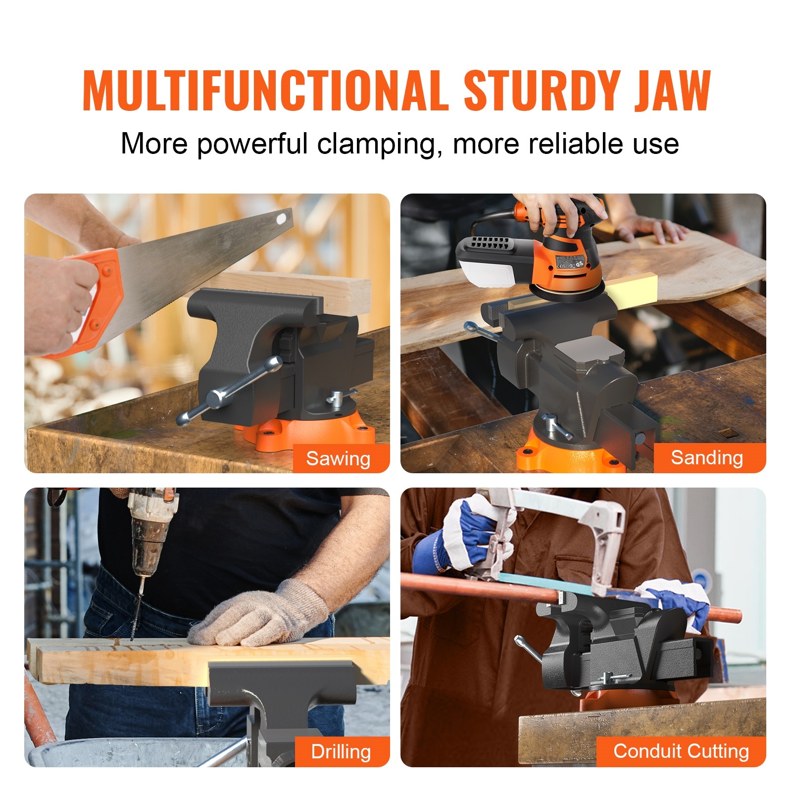6″ Bench Vise w/ Anvil 360°Swivel Locking Base Heavy Duty Ductile Iron
