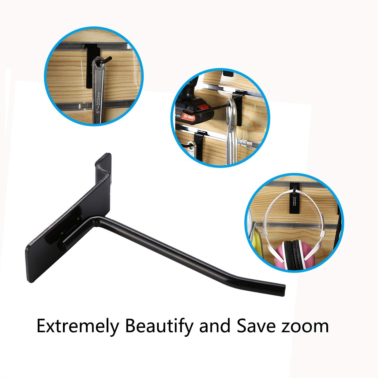 Dazzling Displays 12pcs Slatwall Hooks 4in 6in Metal Black Set