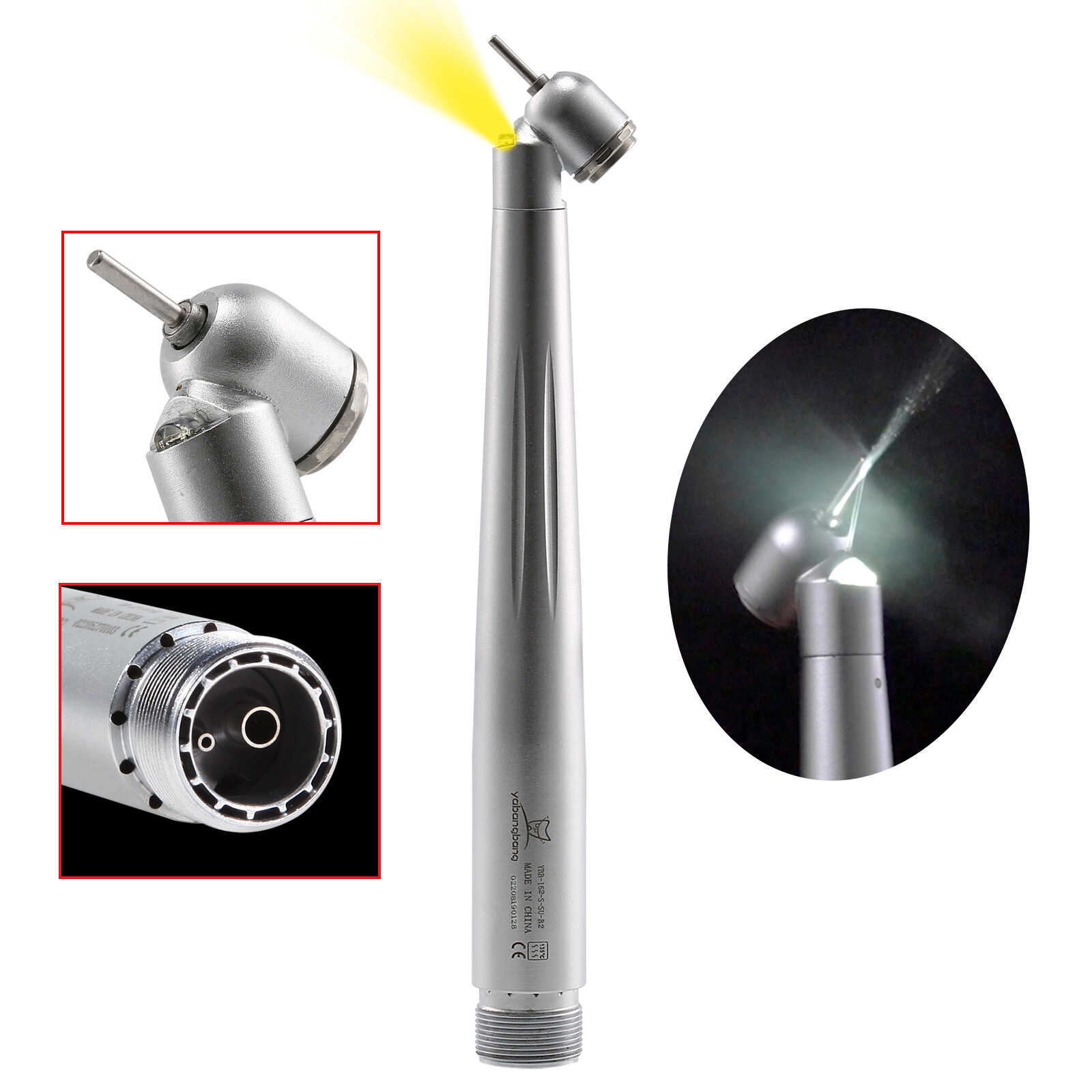 1-10 Pieza de Mano Dental de Fibra Óptica Estilo NSK Turbina 45° LED 2 Agujeros