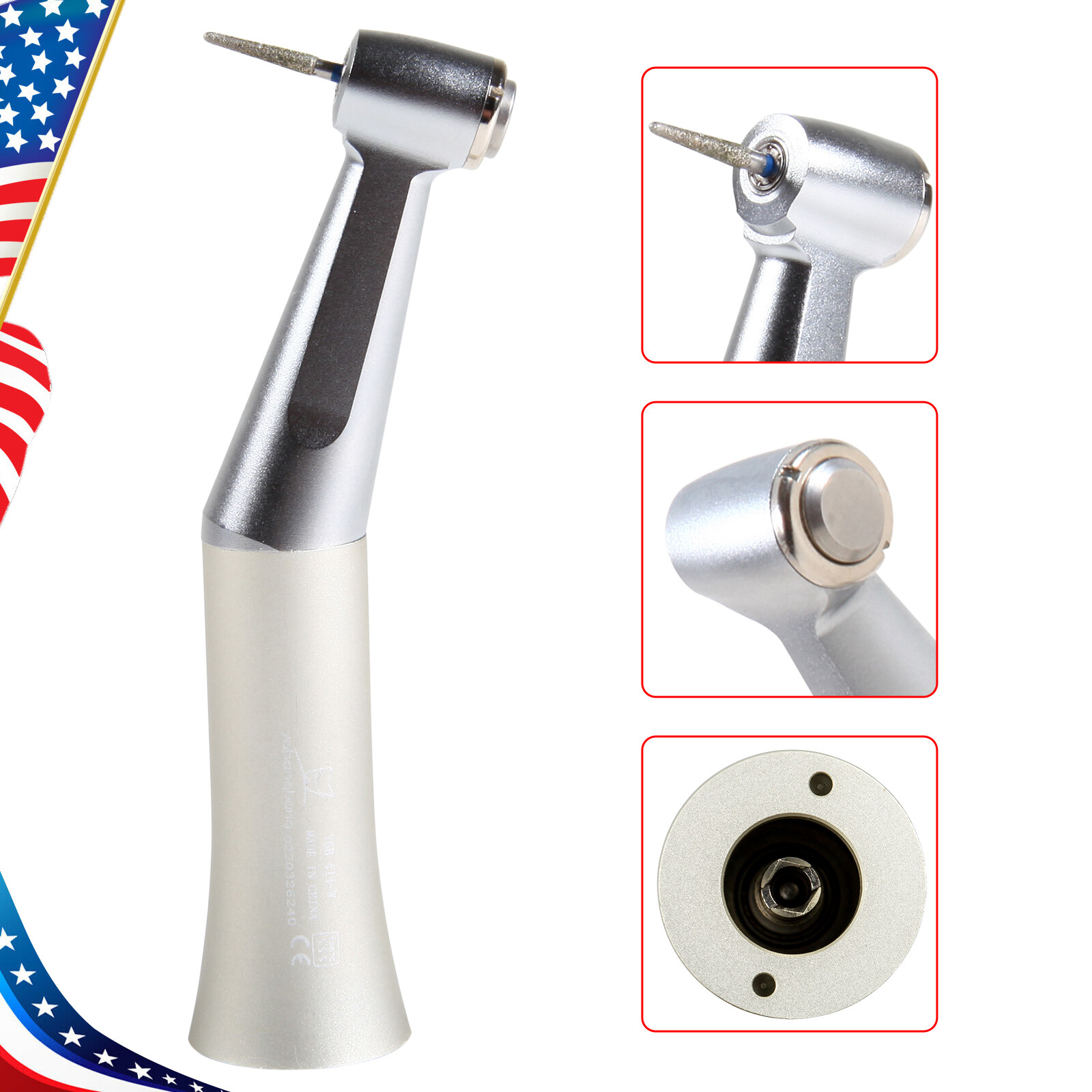 Dental Low Speed Handpiece Contra Angle fit FG 1.6MM Burs Air Motor 2/4 Holes