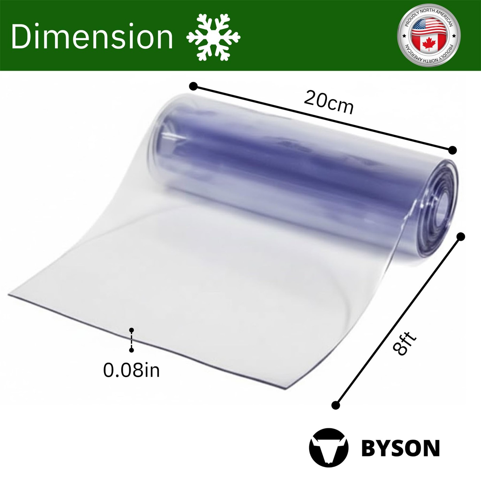 Vinyl Strip 200mm Wide x 8 Feet Long 2mm Thick Clear Plastic Pet Door Flap
