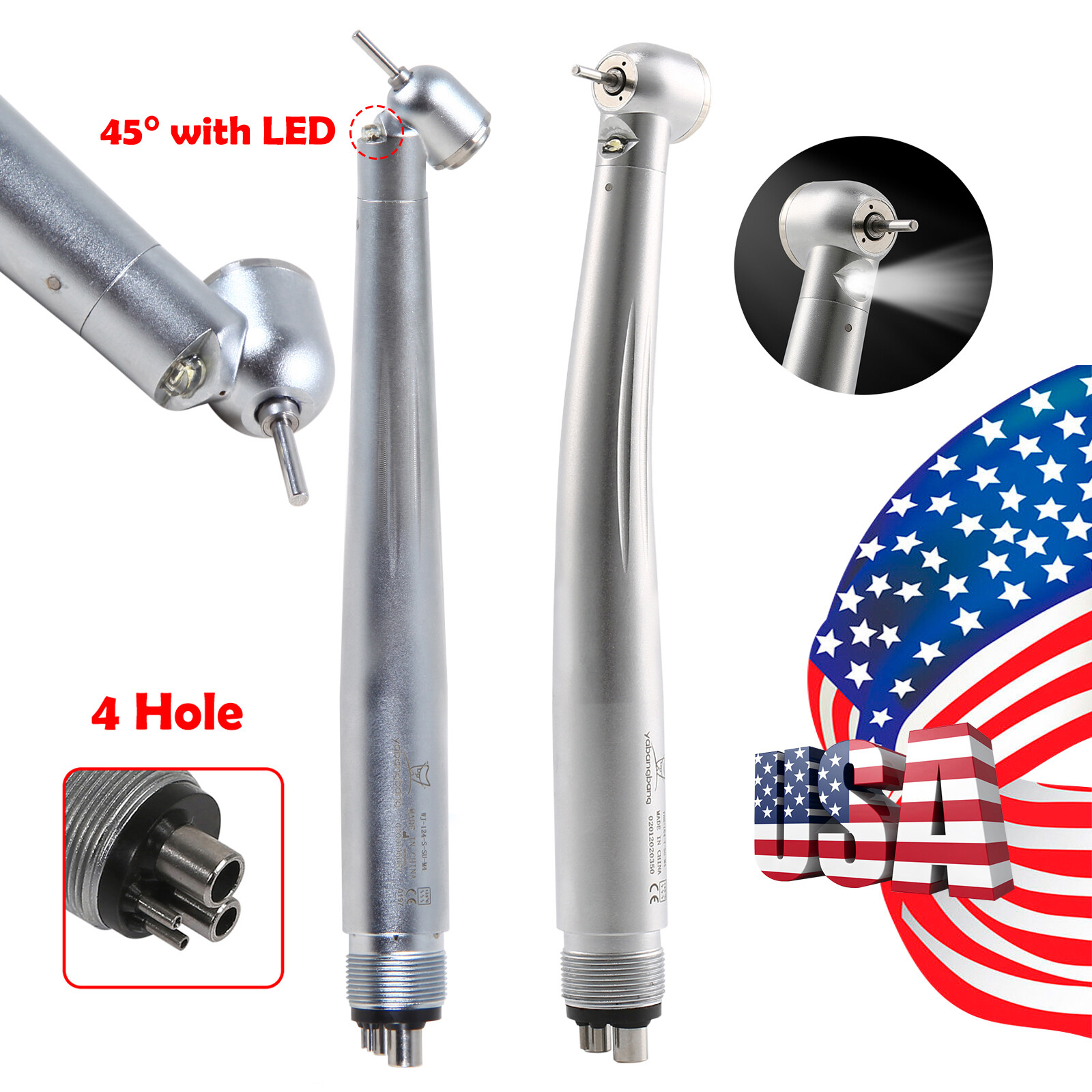 NEW Fit Dental 45° Angle/Big Head Light E-generator Fiber Optic Handpiece TXX
