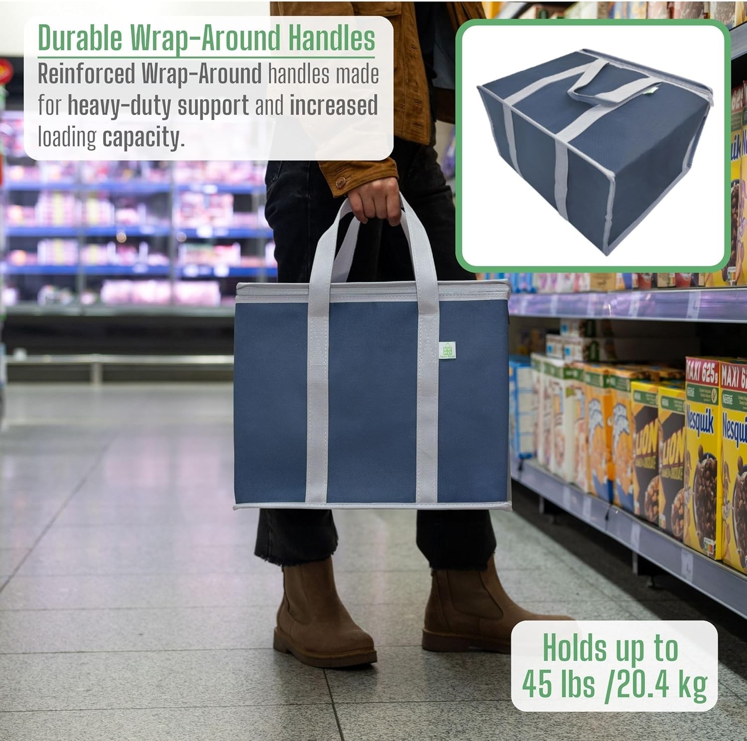 2 Pack Cooler Bag and Insulated Grocery Bags for Food Delivery, Collapsible