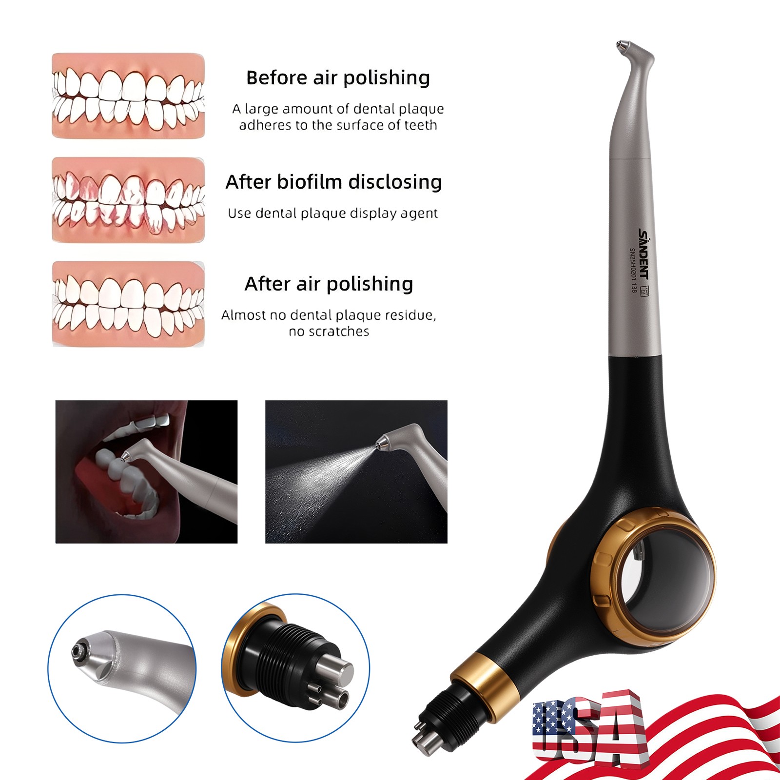 NSK Style Dental Low Slow Speed Contra Angle Handpiece Latch E-type YBB-Gold