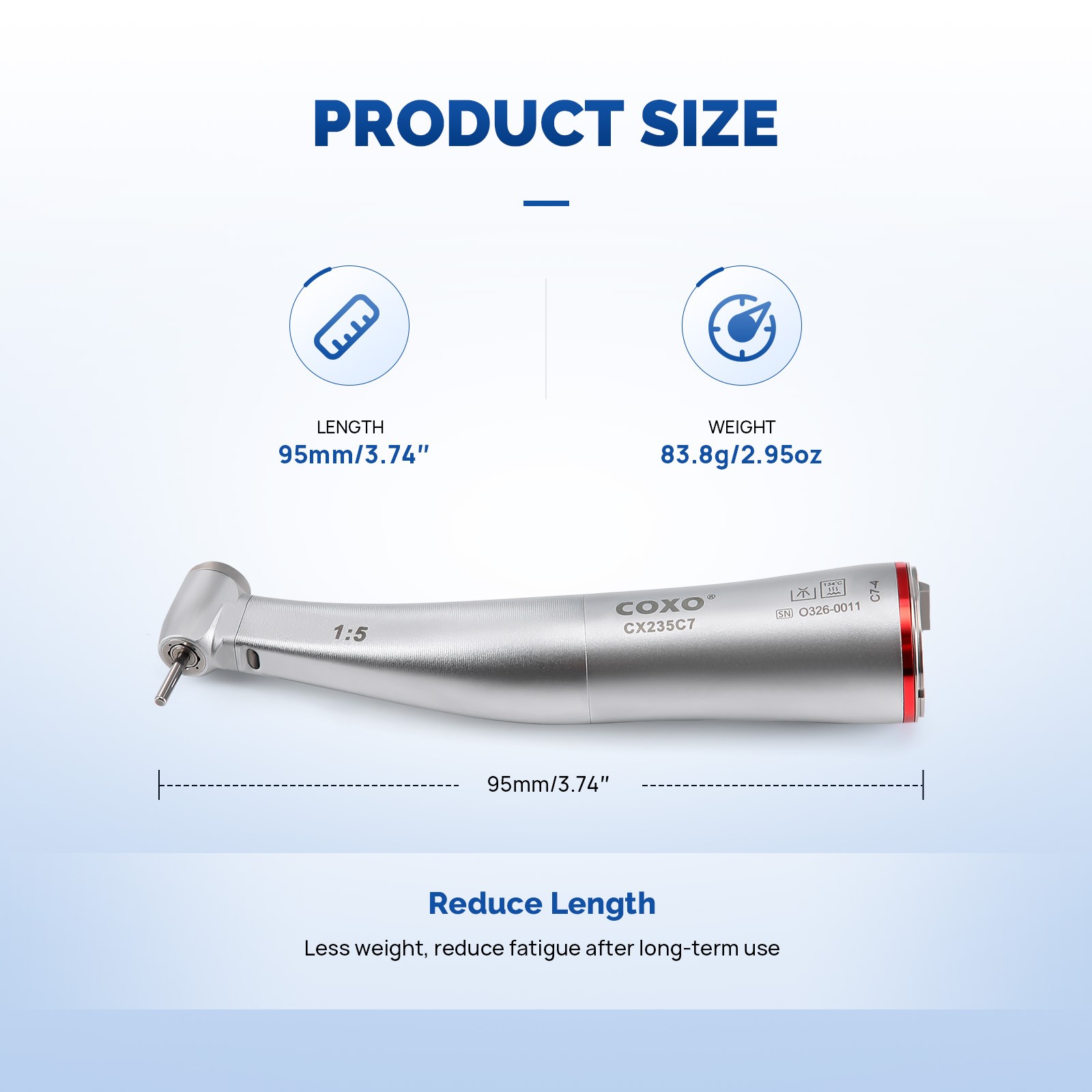 COXO 1:5 Contra Dental Head Handpiece Speed Electric W/Fiber Spray FG bur Inner