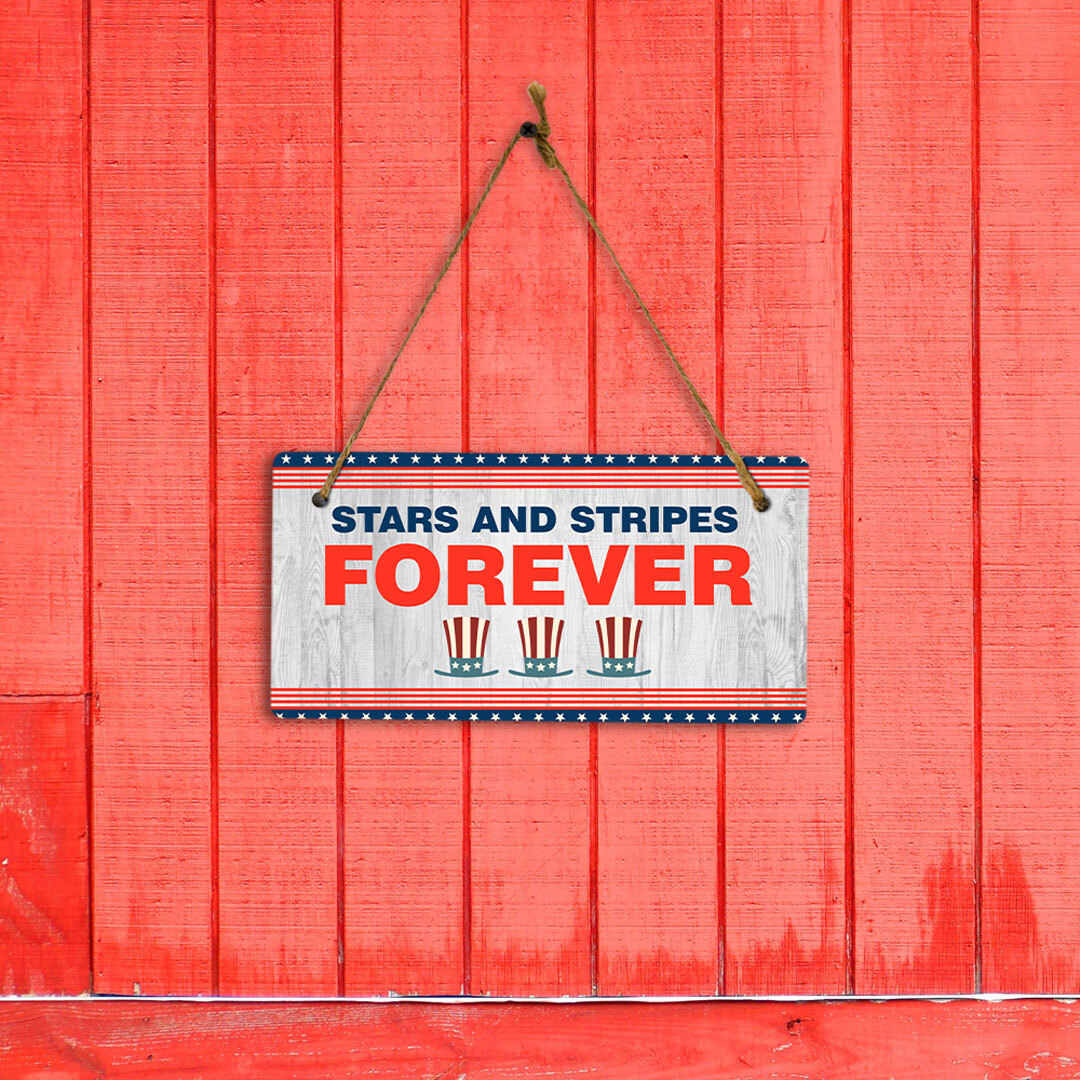 Stars And Stripes Forever 5×10 Hanging Plus Wall or Door Sign | USA Home Décor