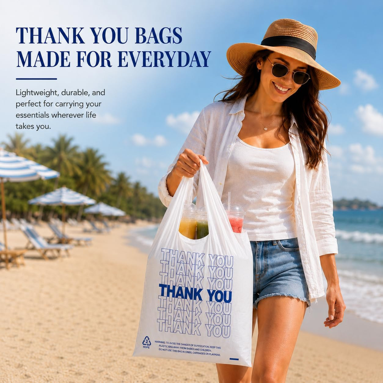 500 Count Plastic T-Shirt Bags, 11″ X 6″ X 21″, White, Grocery & Take-Out Shoppi