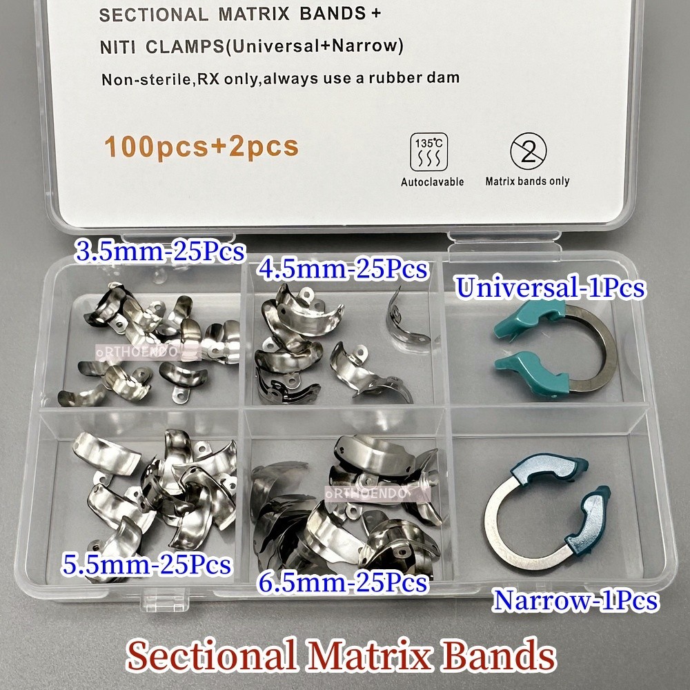 Dental Sectional Matrix Bands with Niti Clamps For Rubber Dam Autoclavable 135°C