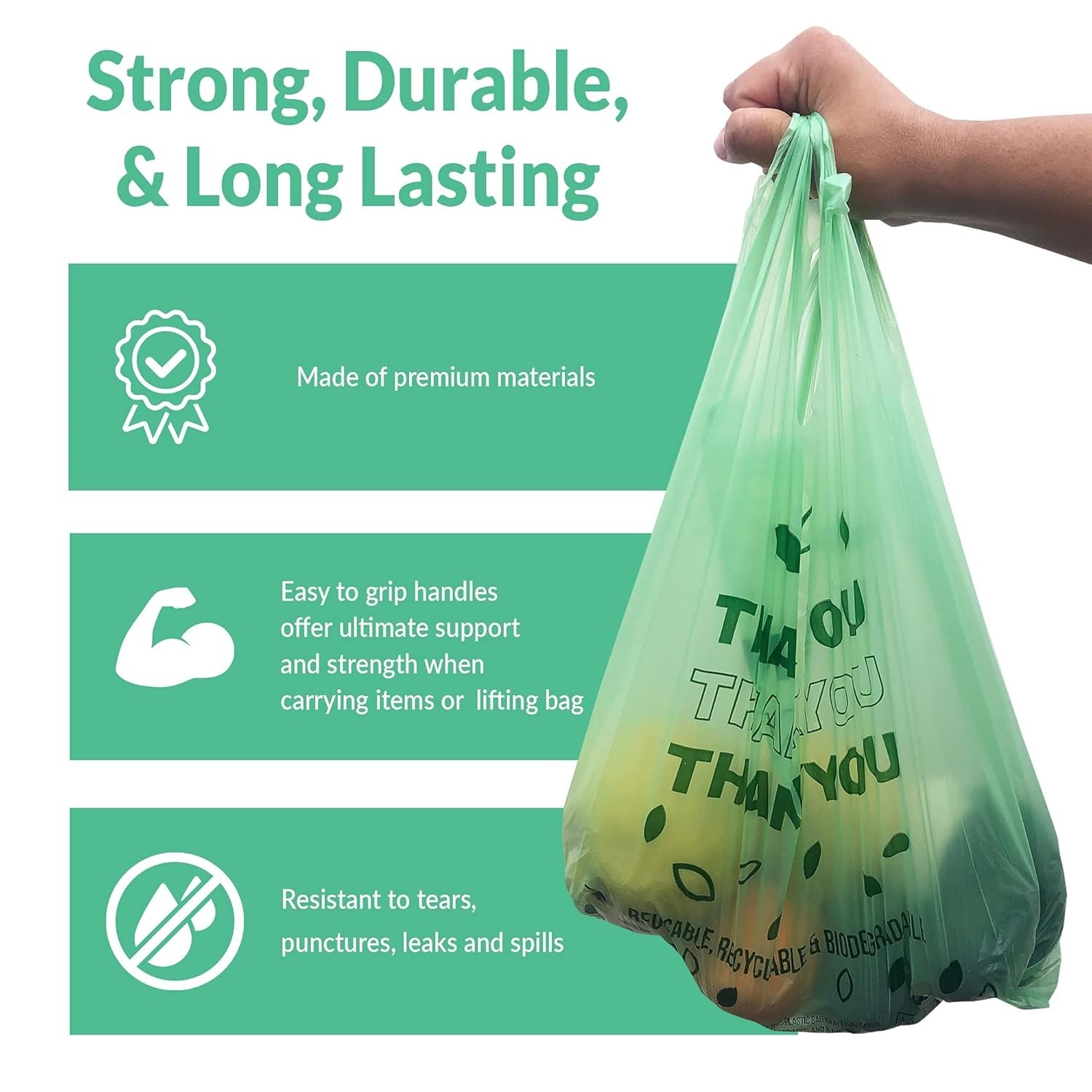 Bulk Biodegradable Thank You Bags 11.5″x6.5″x22″