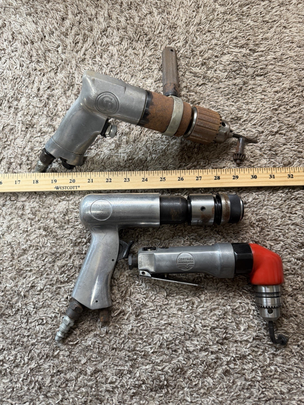 Lot Of 3 ~ Chicago & Central Pneumatic Air Drills