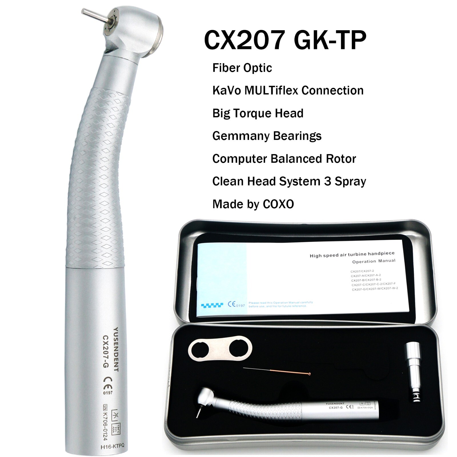 US COXO Dental High Speed Fiber Optic Air Turbine Handpiece fit Kavo Multiflex